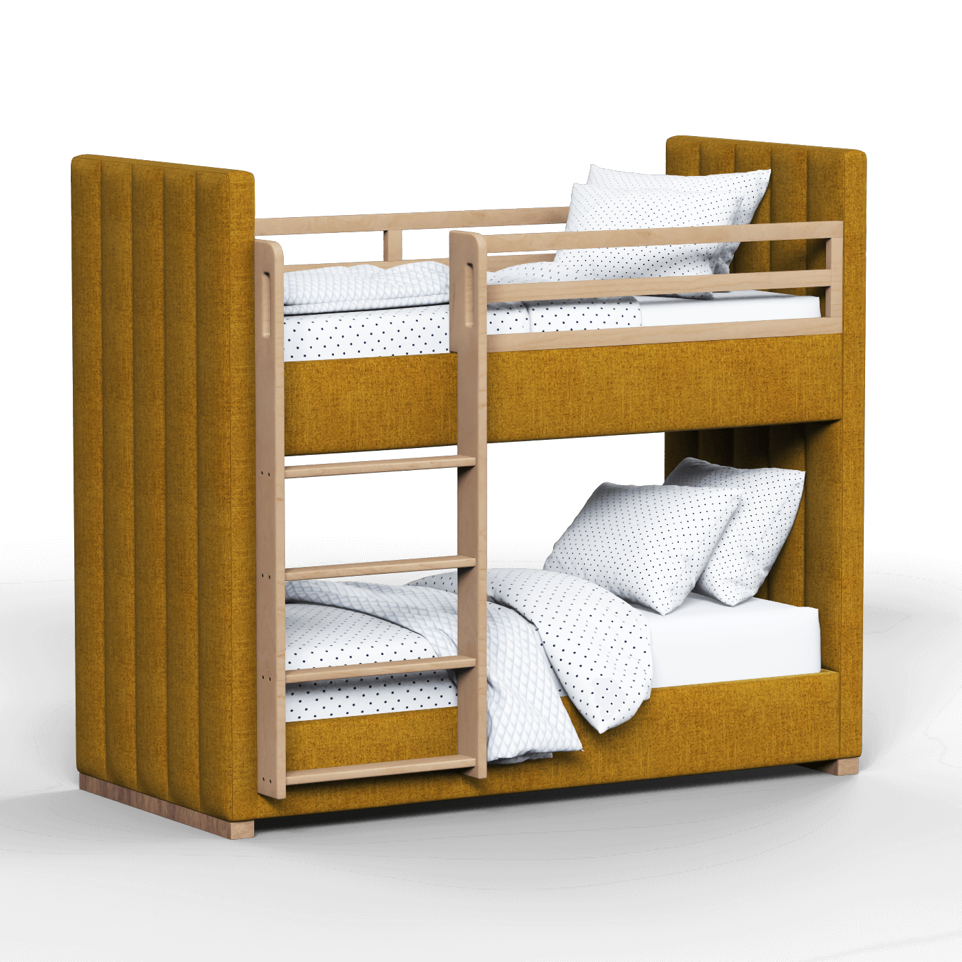Paolo Bunk Bed with Soft Upholstery and Beechwood Accents