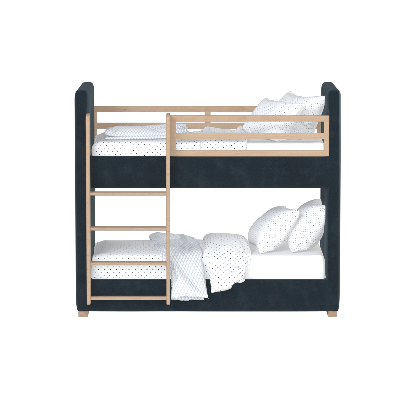 Paolo Bunk Bed with Soft Upholstery and Beechwood Accents