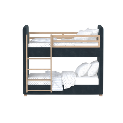 Paolo Bunk Bed with Soft Upholstery and Beechwood Accents