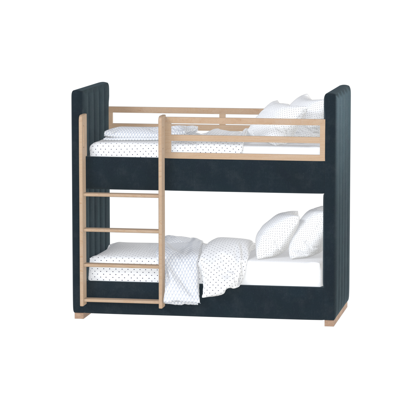 Paolo Bunk Bed with Soft Upholstery and Beechwood Accents