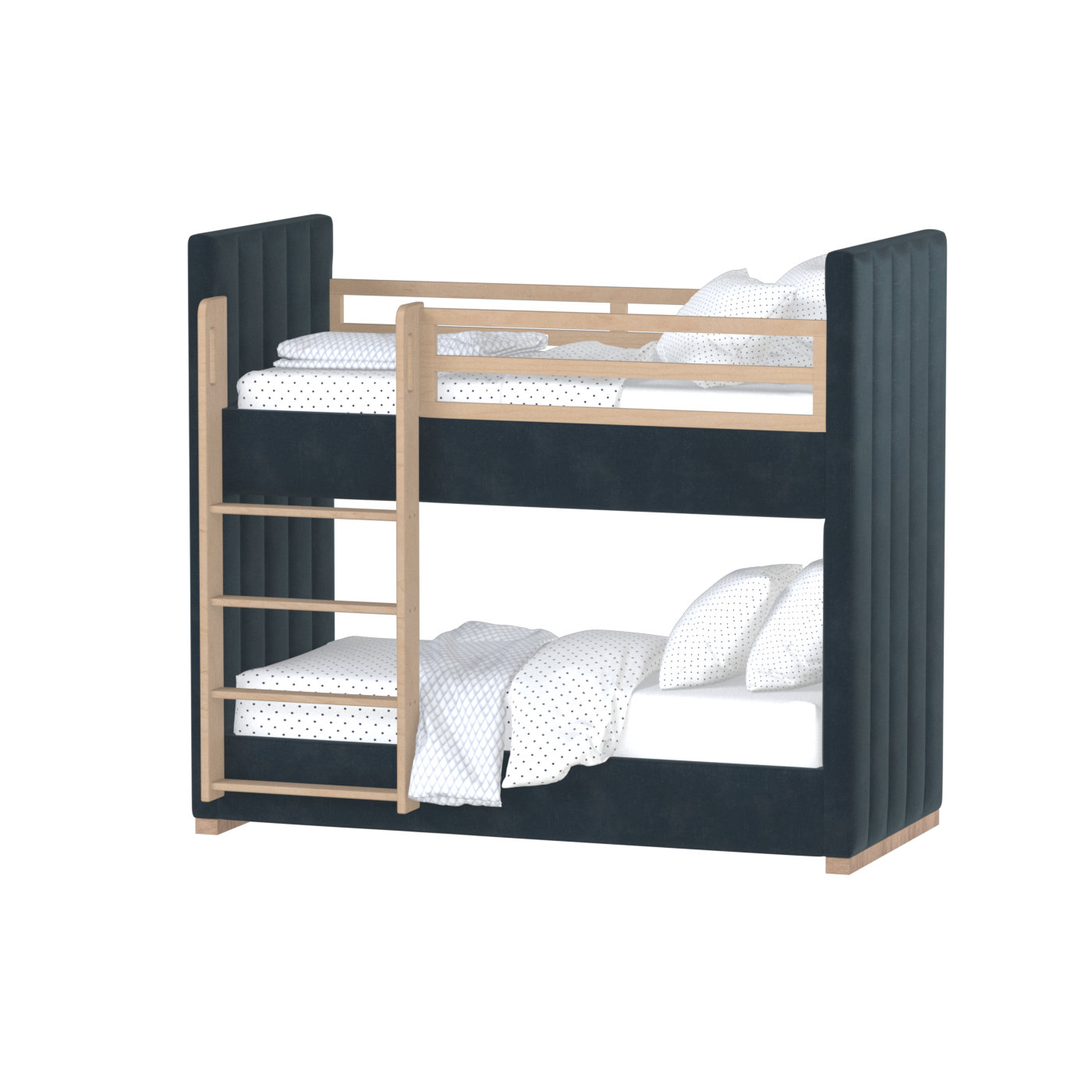 Paolo Bunk Bed with Soft Upholstery and Beechwood Accents