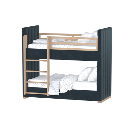 Paolo Bunk Bed with Soft Upholstery and Beechwood Accents