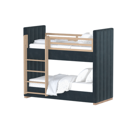 Paolo Bunk Bed with Soft Upholstery and Beechwood Accents