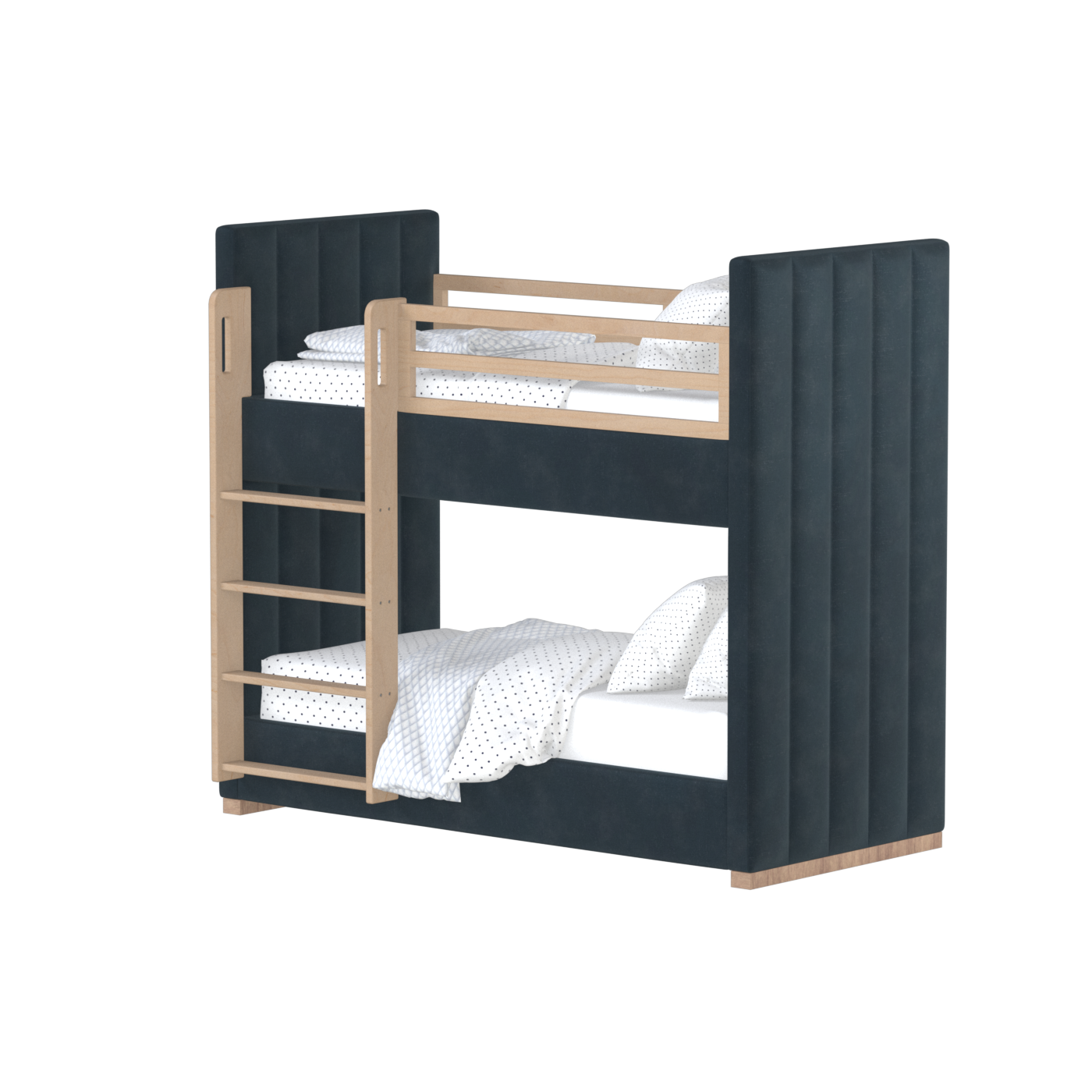Paolo Bunk Bed with Soft Upholstery and Beechwood Accents