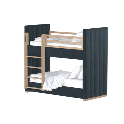 Paolo Bunk Bed with Soft Upholstery and Beechwood Accents