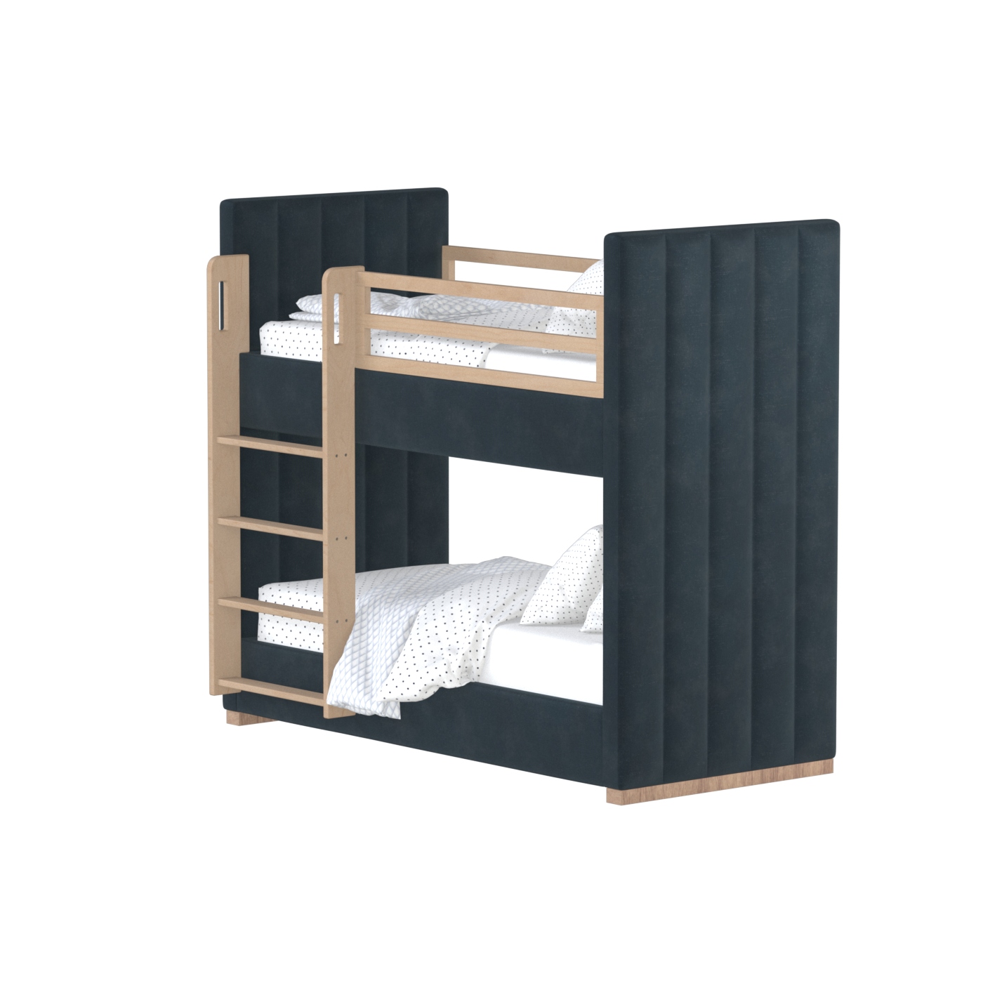 Paolo Bunk Bed with Soft Upholstery and Beechwood Accents