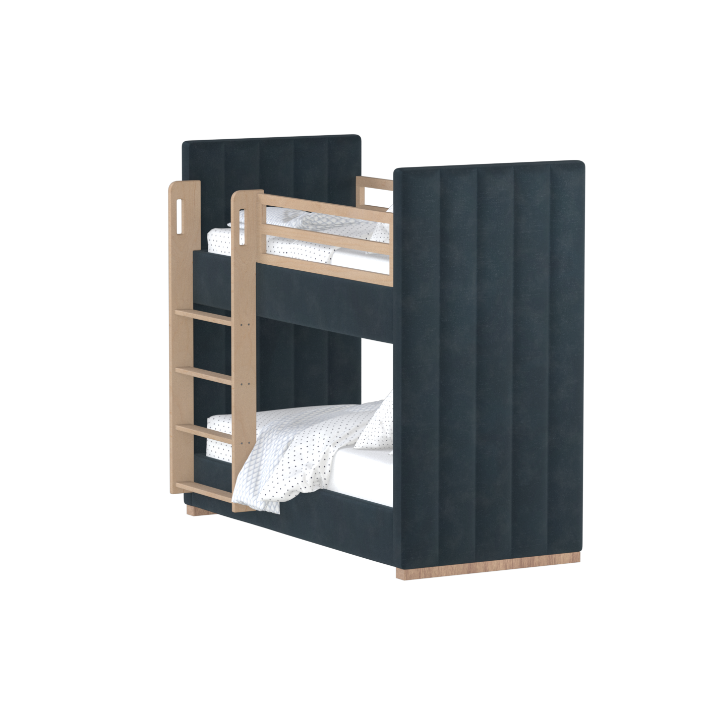 Paolo Bunk Bed with Soft Upholstery and Beechwood Accents