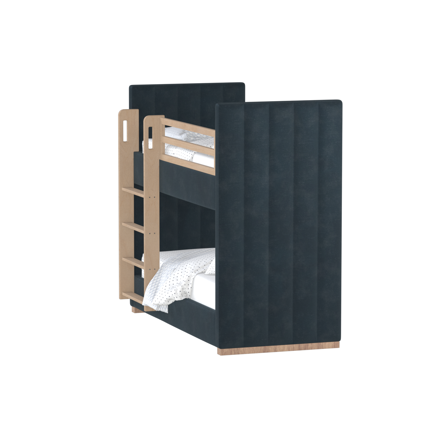 Paolo Bunk Bed with Soft Upholstery and Beechwood Accents