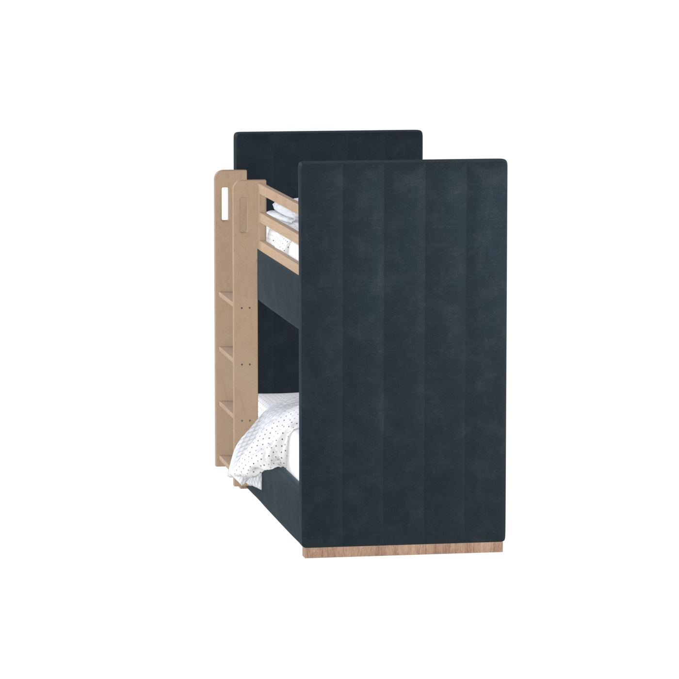 Paolo Bunk Bed with Soft Upholstery and Beechwood Accents