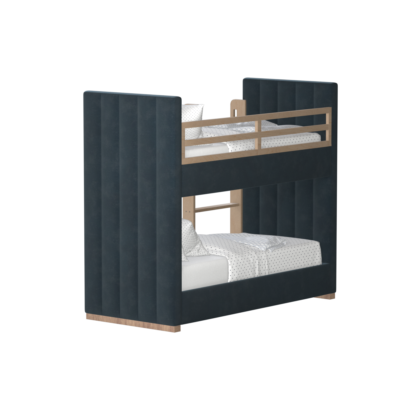 Paolo Bunk Bed with Soft Upholstery and Beechwood Accents