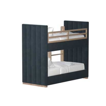 Paolo Bunk Bed with Soft Upholstery and Beechwood Accents