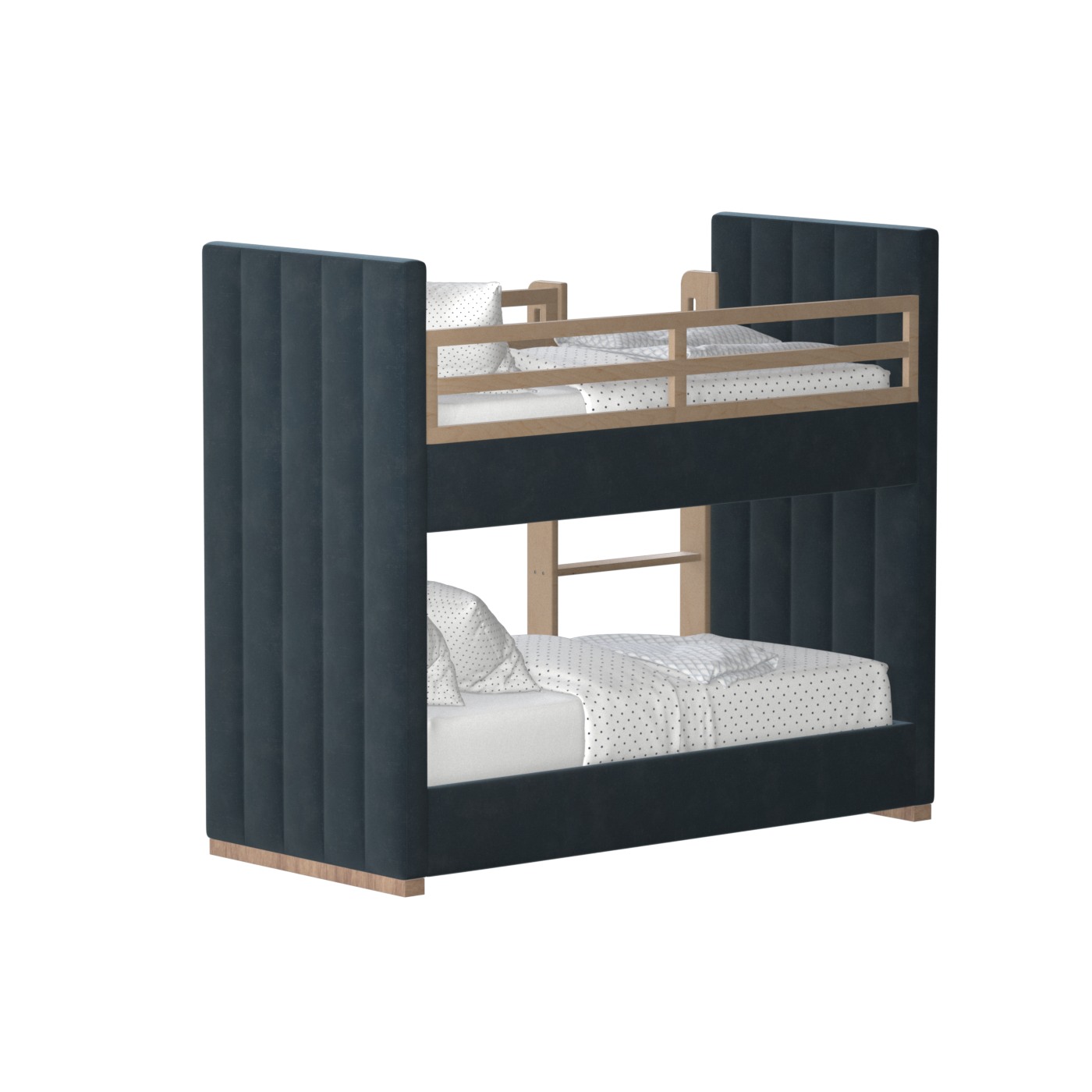Paolo Bunk Bed with Soft Upholstery and Beechwood Accents