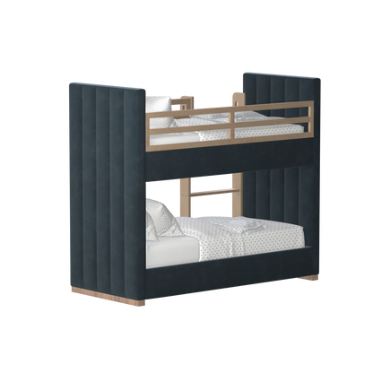 Paolo Bunk Bed with Soft Upholstery and Beechwood Accents