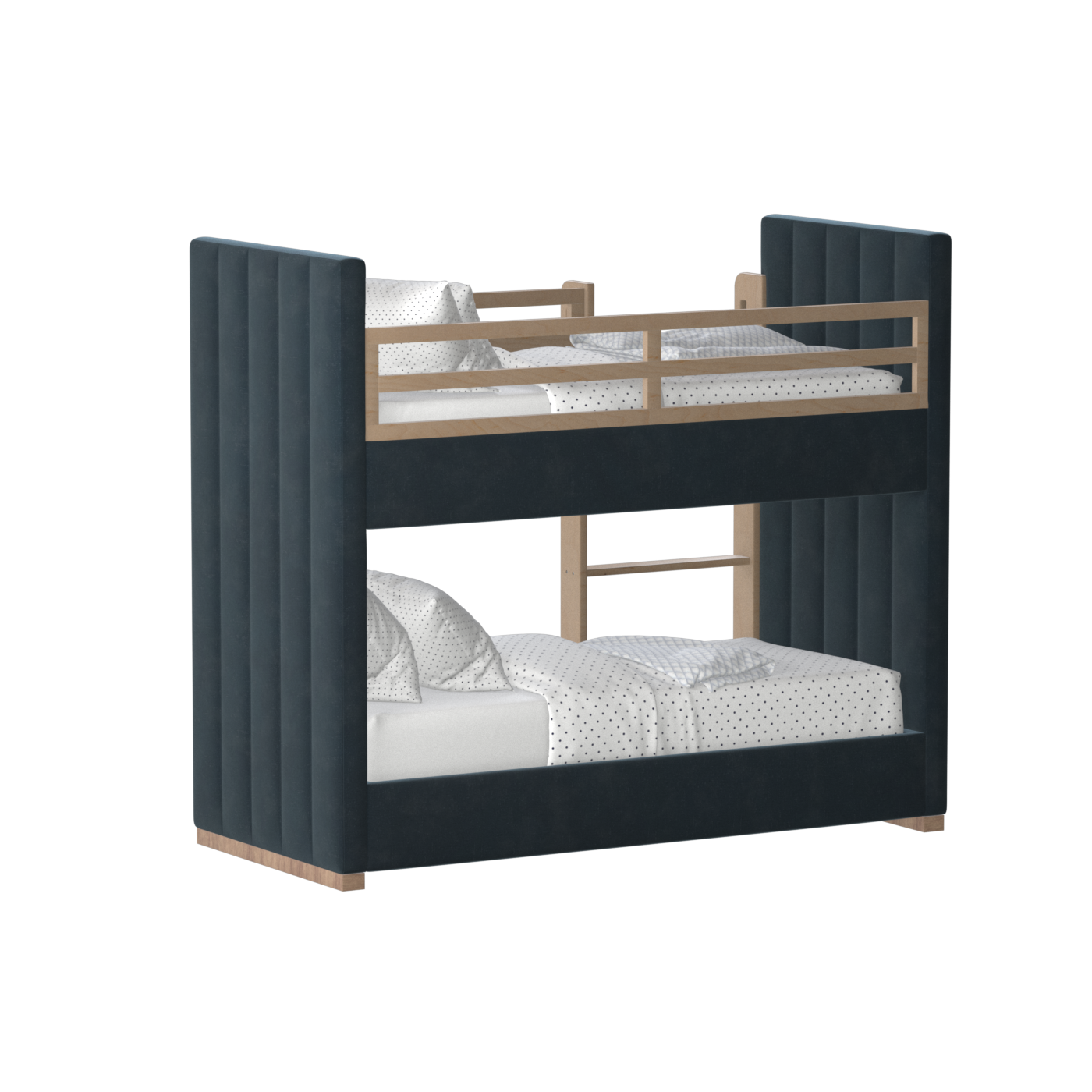 Paolo Bunk Bed with Soft Upholstery and Beechwood Accents