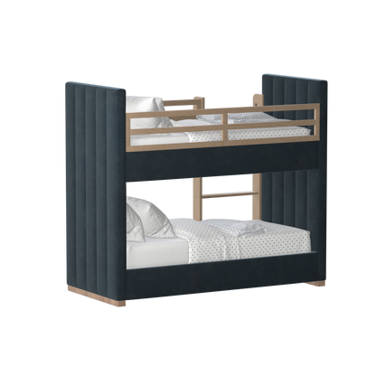 Paolo Bunk Bed with Soft Upholstery and Beechwood Accents