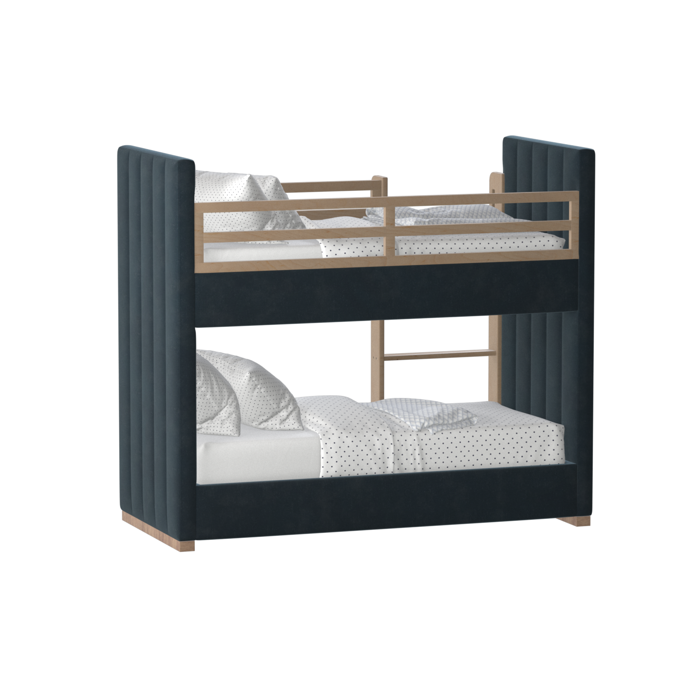 Paolo Bunk Bed with Soft Upholstery and Beechwood Accents
