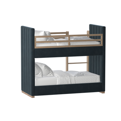 Paolo Bunk Bed with Soft Upholstery and Beechwood Accents