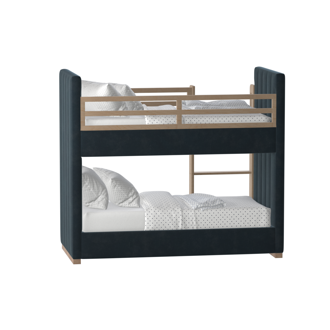 Paolo Bunk Bed with Soft Upholstery and Beechwood Accents