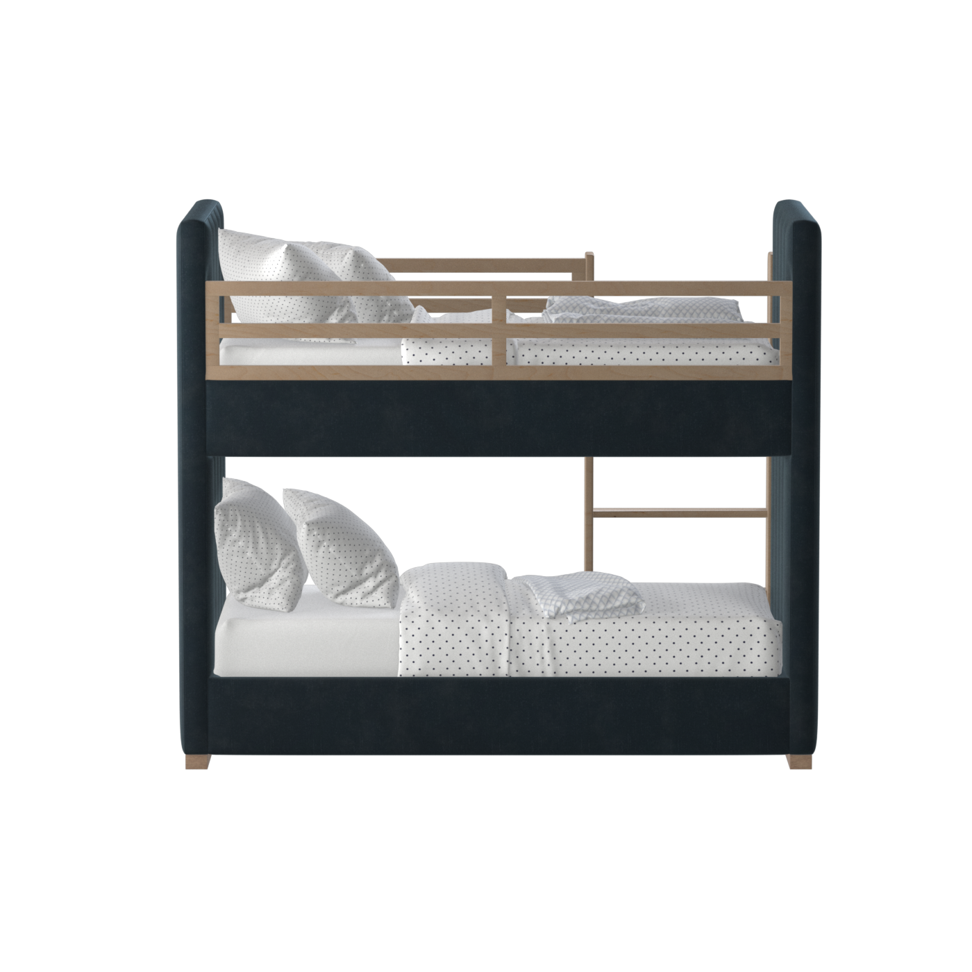 Paolo Bunk Bed with Soft Upholstery and Beechwood Accents
