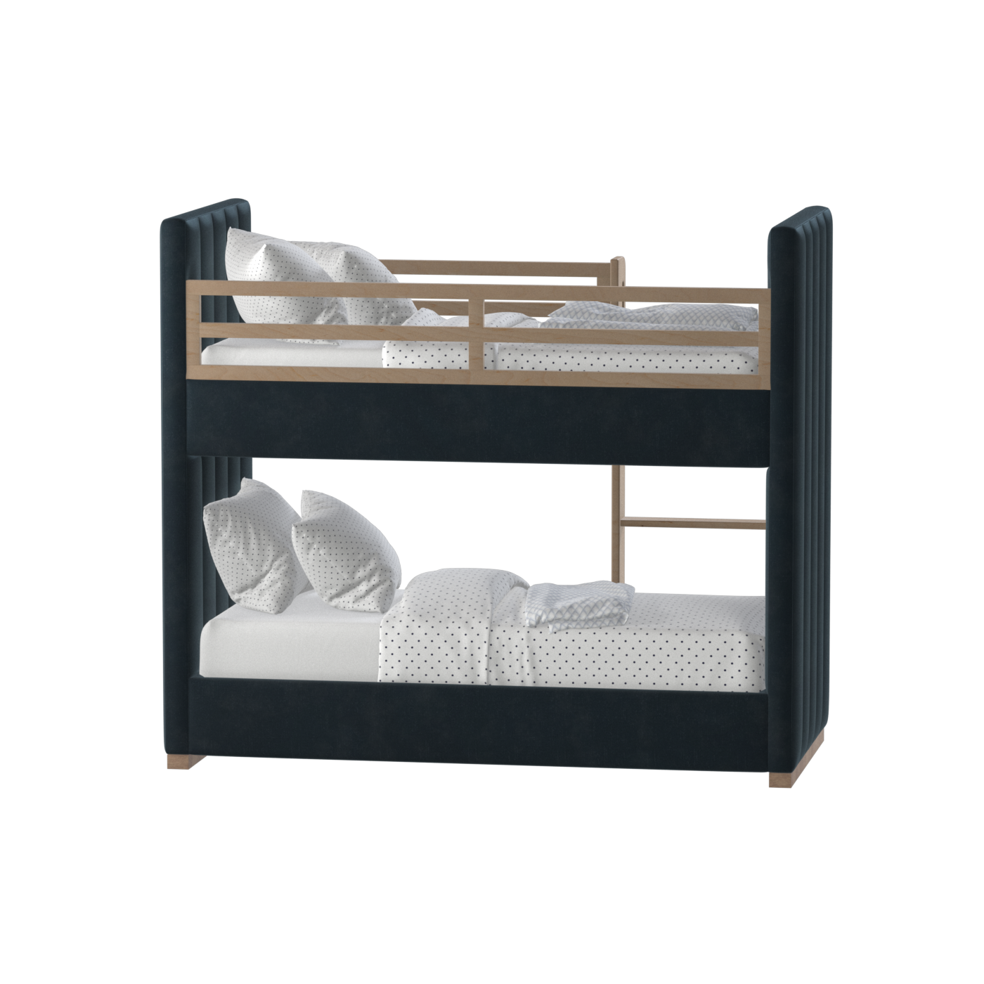 Paolo Bunk Bed with Soft Upholstery and Beechwood Accents