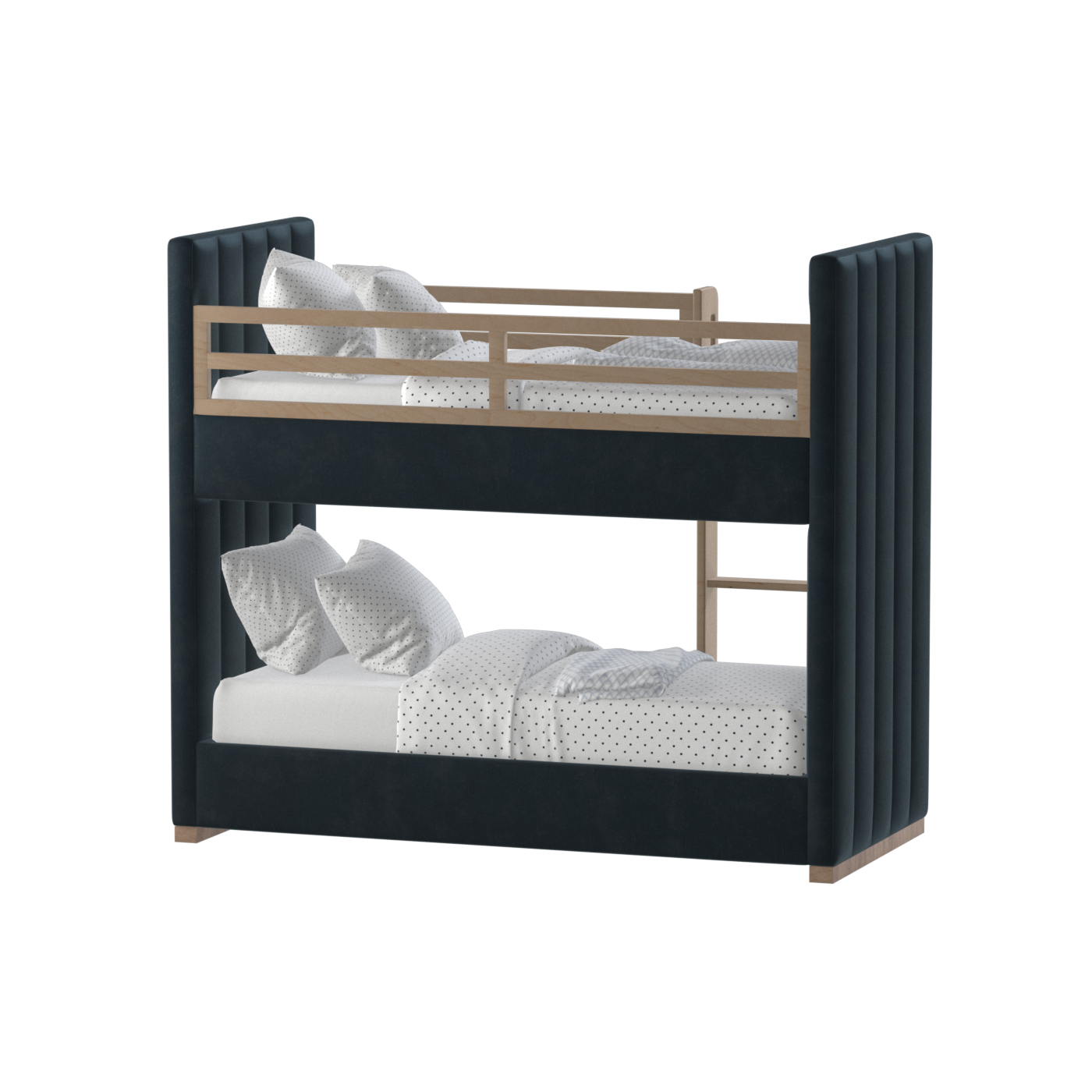 Paolo Bunk Bed with Soft Upholstery and Beechwood Accents