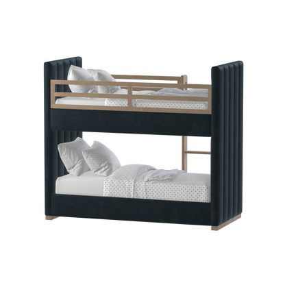 Paolo Bunk Bed with Soft Upholstery and Beechwood Accents