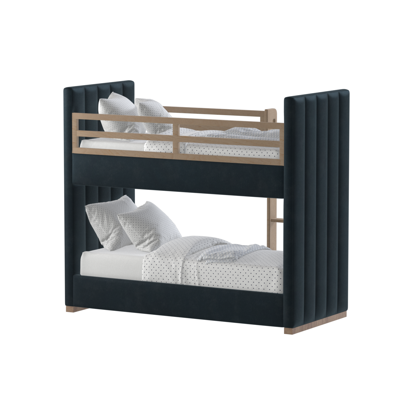 Paolo Bunk Bed with Soft Upholstery and Beechwood Accents