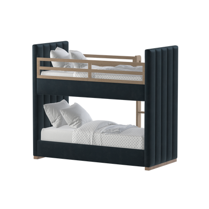 Paolo Bunk Bed with Soft Upholstery and Beechwood Accents