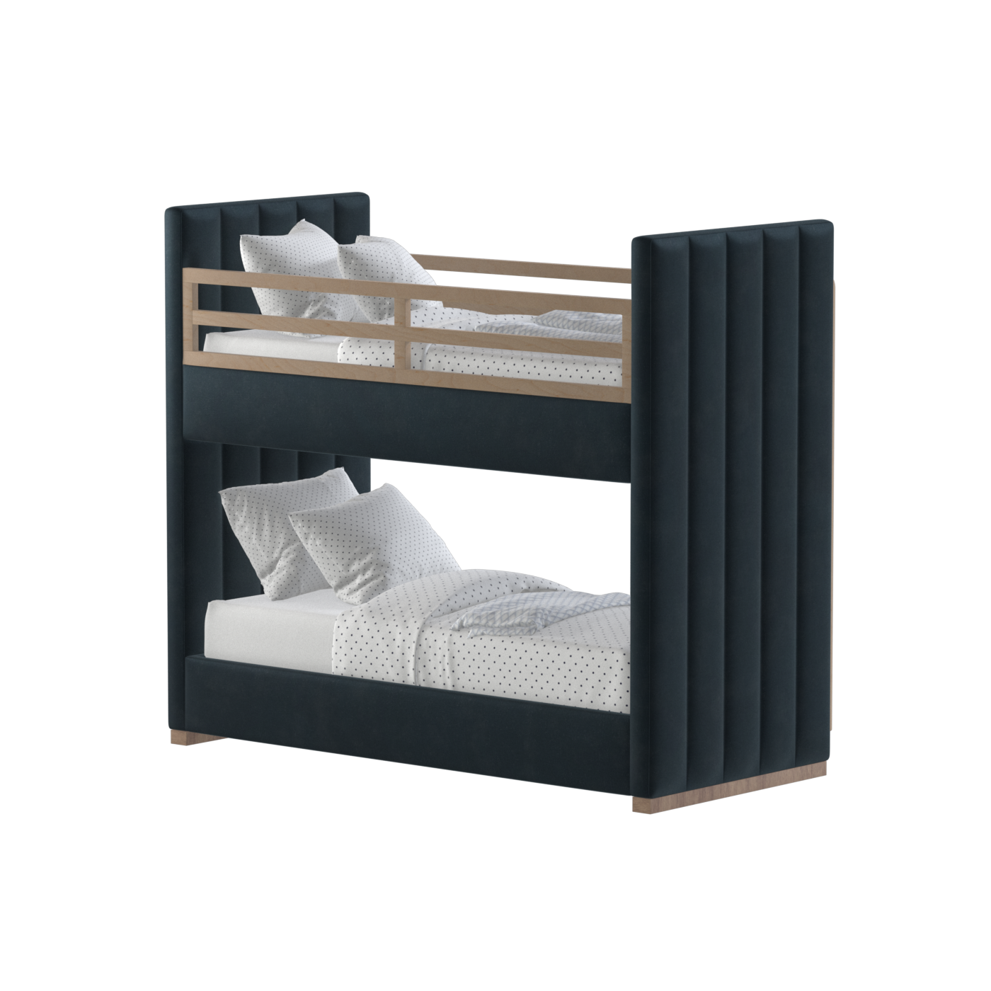 Paolo Bunk Bed with Soft Upholstery and Beechwood Accents
