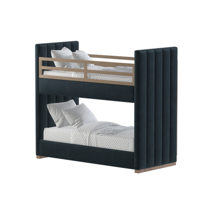 Paolo Bunk Bed with Soft Upholstery and Beechwood Accents