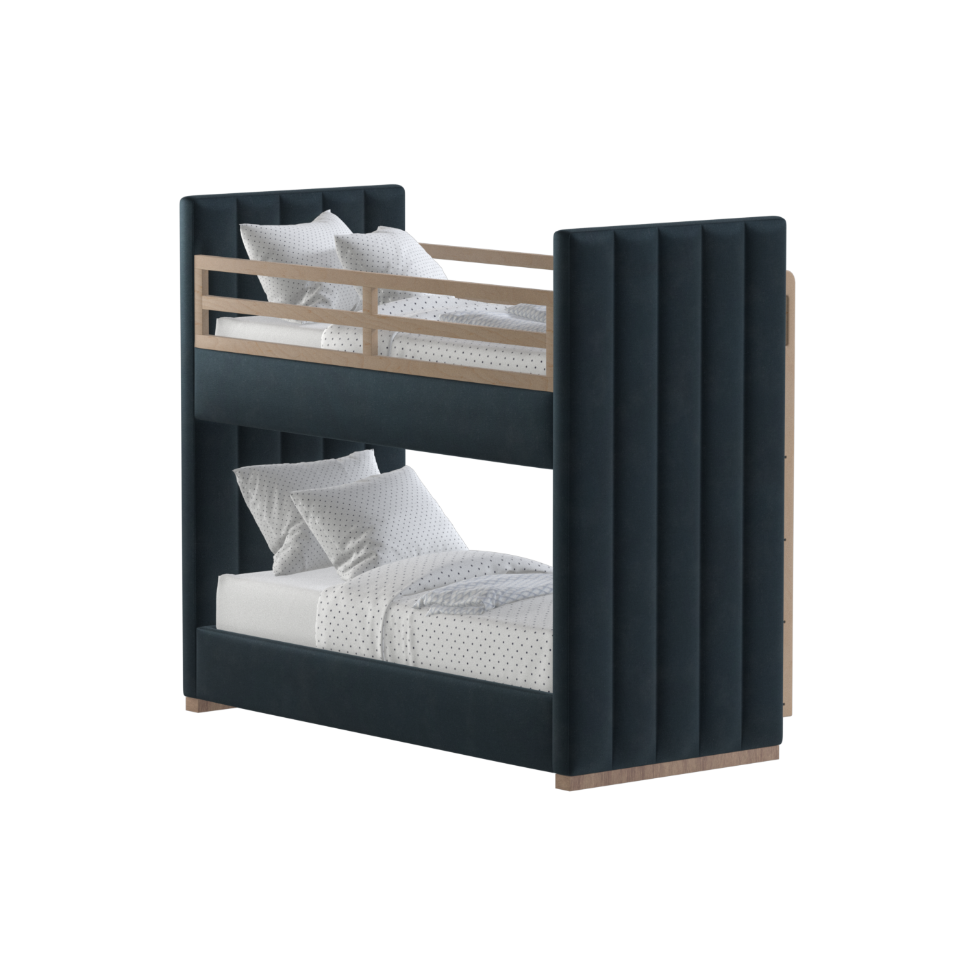 Paolo Bunk Bed with Soft Upholstery and Beechwood Accents