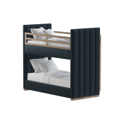 Paolo Bunk Bed with Soft Upholstery and Beechwood Accents