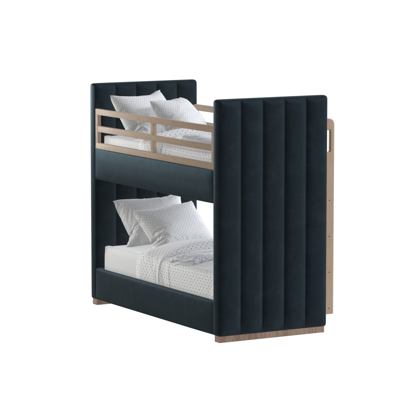 Paolo Bunk Bed with Soft Upholstery and Beechwood Accents
