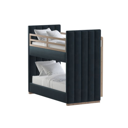 Paolo Bunk Bed with Soft Upholstery and Beechwood Accents