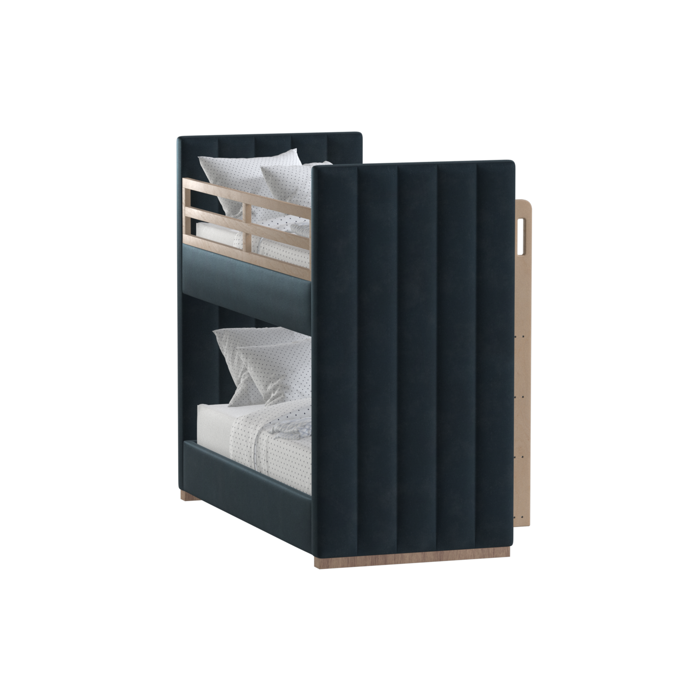 Paolo Bunk Bed with Soft Upholstery and Beechwood Accents