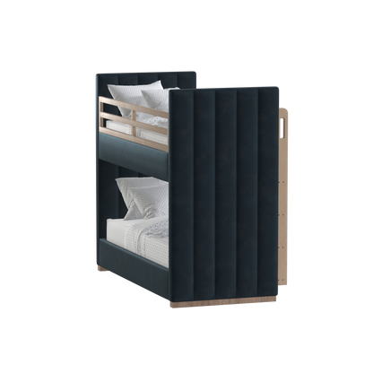 Paolo Bunk Bed with Soft Upholstery and Beechwood Accents