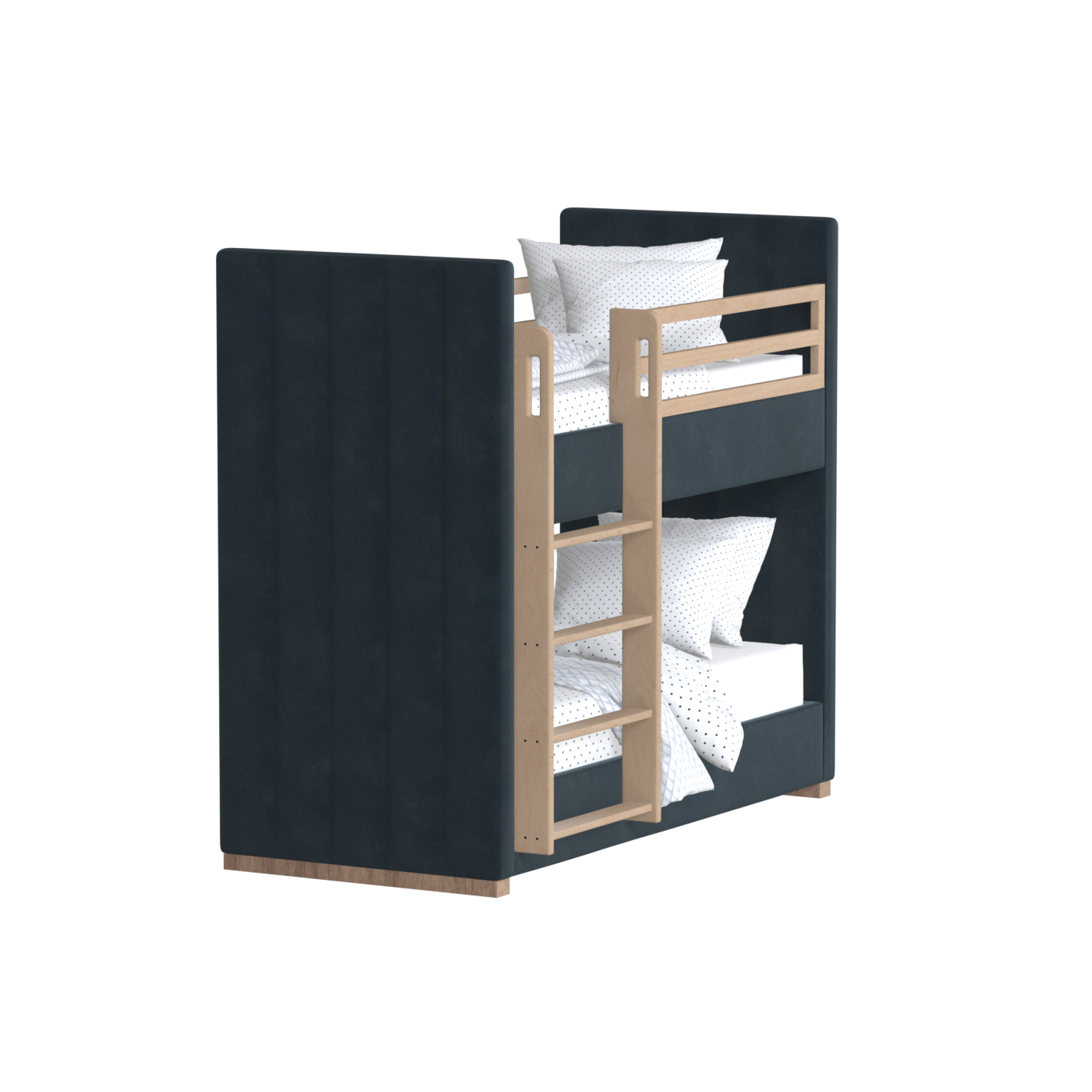 Paolo Bunk Bed with Soft Upholstery and Beechwood Accents