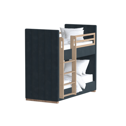 Paolo Bunk Bed with Soft Upholstery and Beechwood Accents