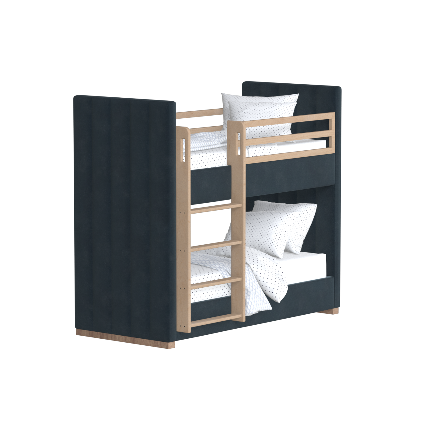 Paolo Bunk Bed with Soft Upholstery and Beechwood Accents