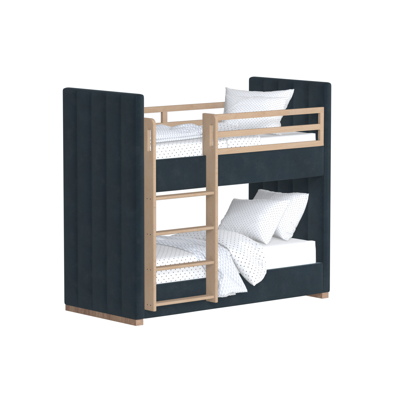 Paolo Bunk Bed with Soft Upholstery and Beechwood Accents