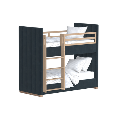 Paolo Bunk Bed with Soft Upholstery and Beechwood Accents