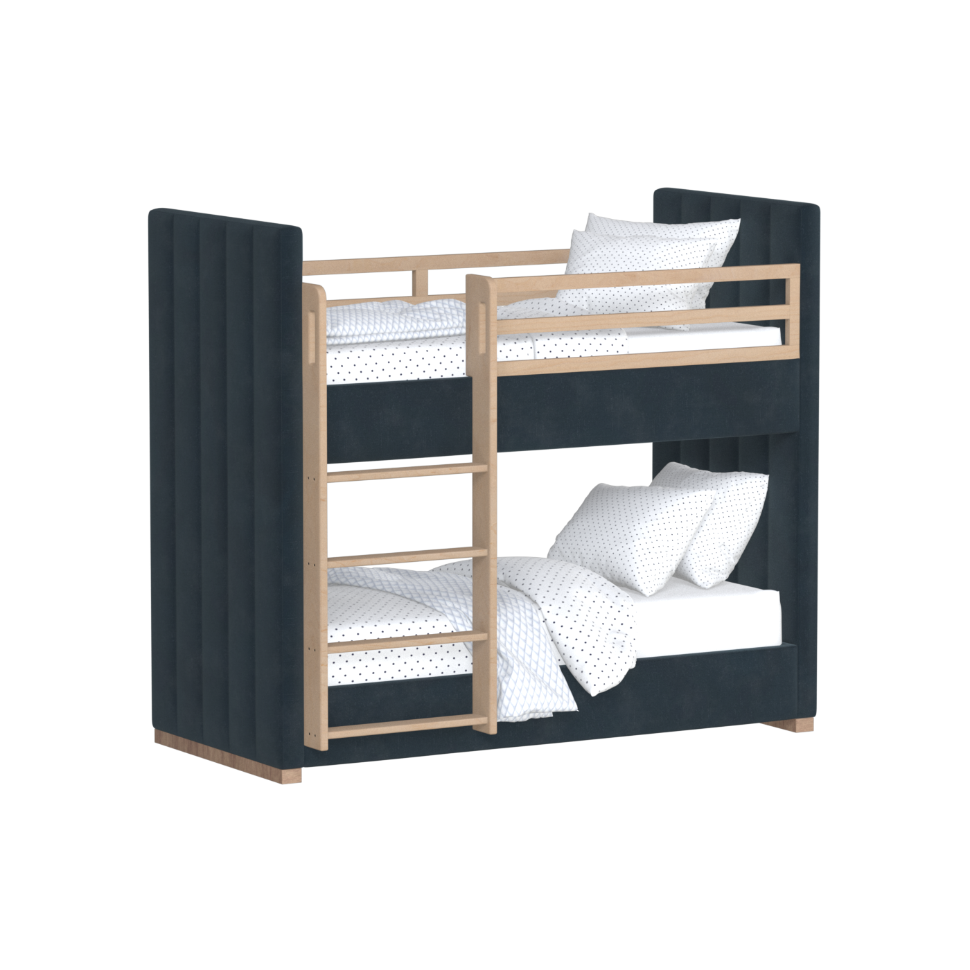 Paolo Bunk Bed with Soft Upholstery and Beechwood Accents