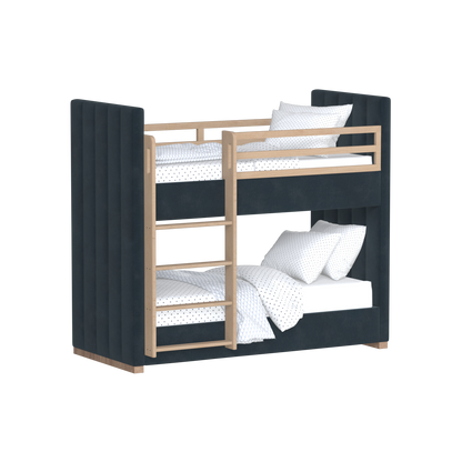 Paolo Bunk Bed with Soft Upholstery and Beechwood Accents