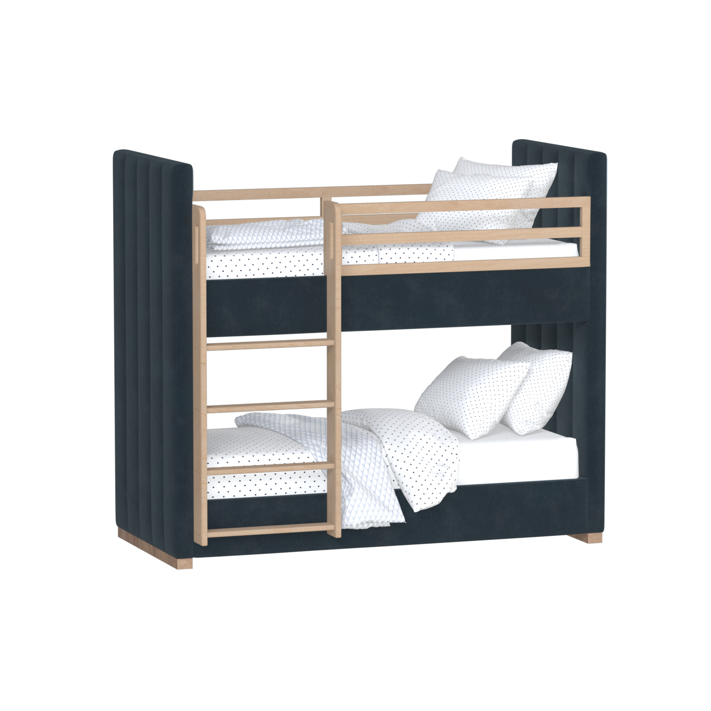 Paolo Bunk Bed with Soft Upholstery and Beechwood Accents