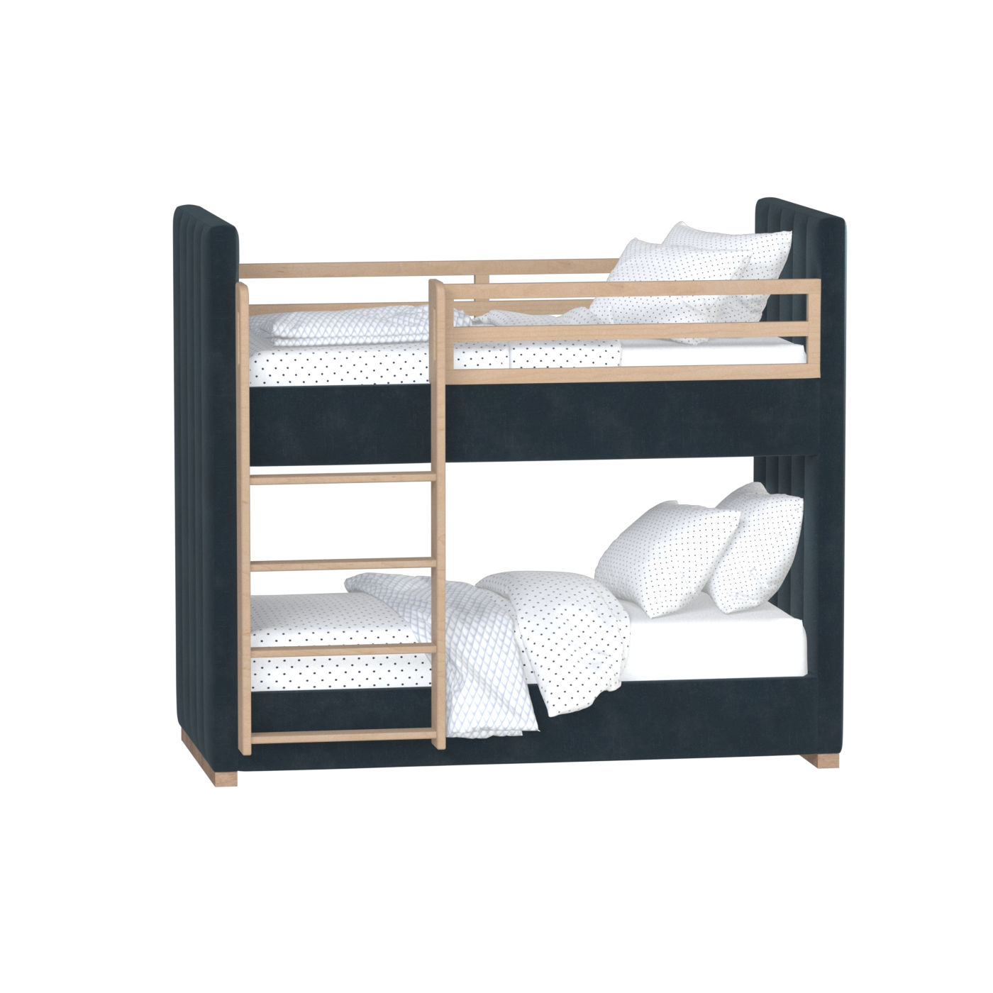 Paolo Bunk Bed with Soft Upholstery and Beechwood Accents