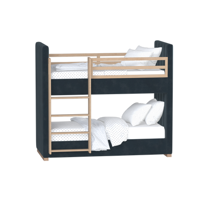 Paolo Bunk Bed with Soft Upholstery and Beechwood Accents