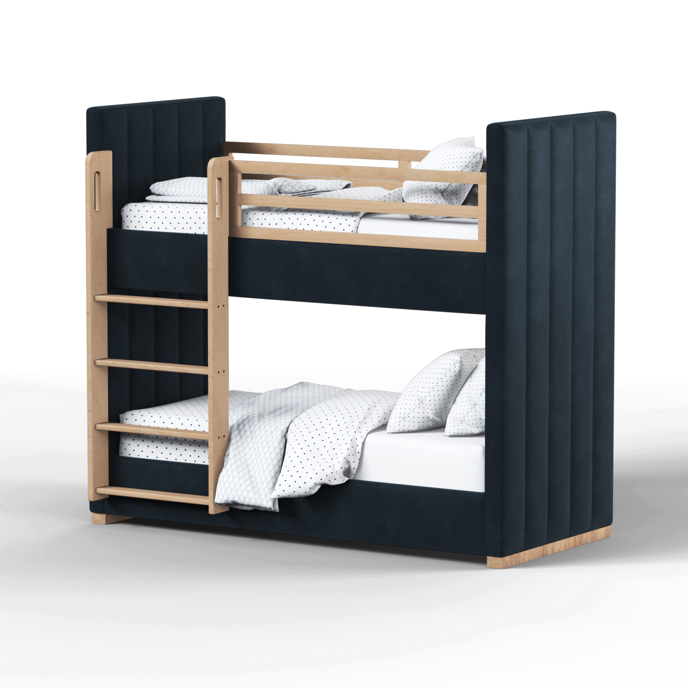 Paolo Bunk Bed with Soft Upholstery and Beechwood Accents