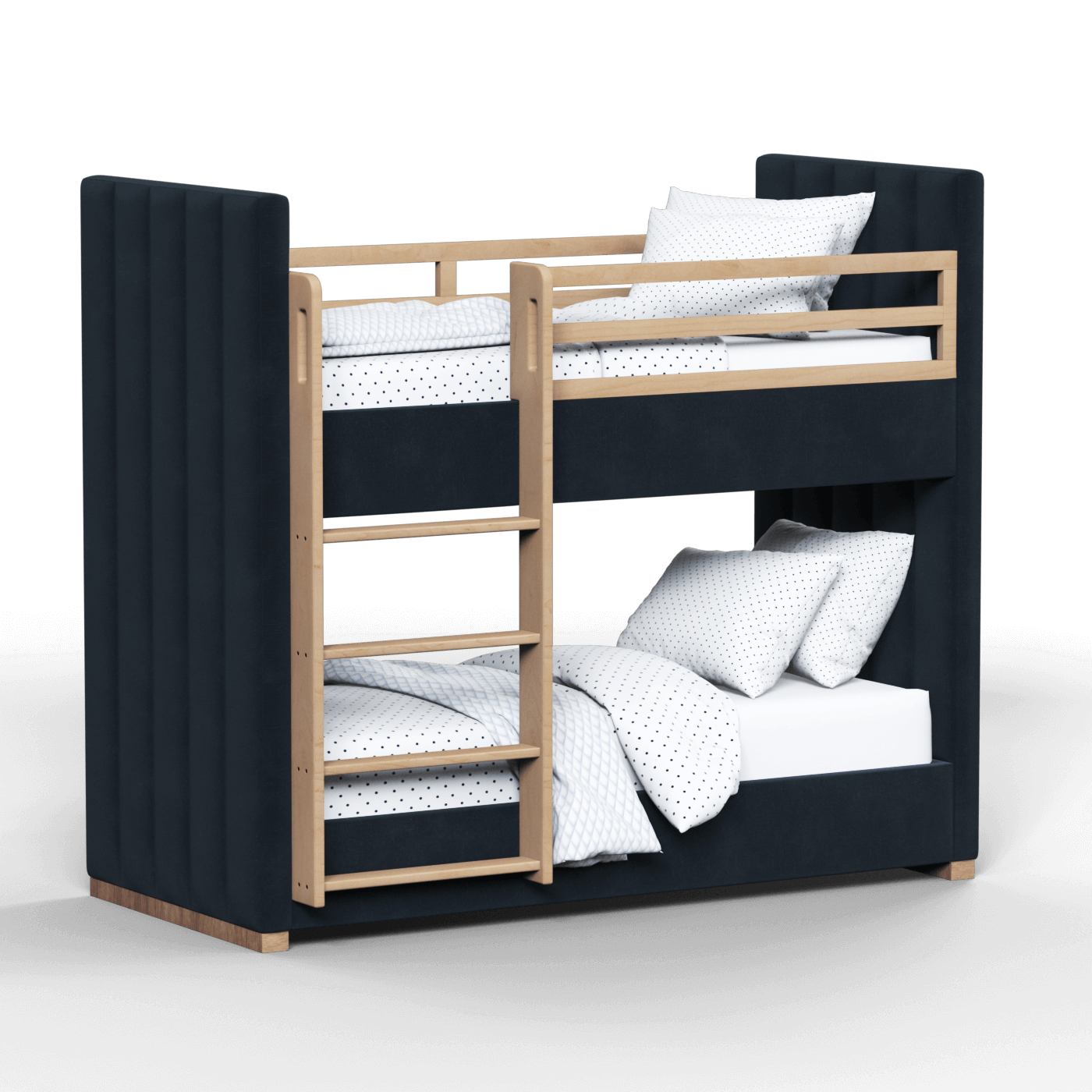 Paolo Bunk Bed with Soft Upholstery and Beechwood Accents