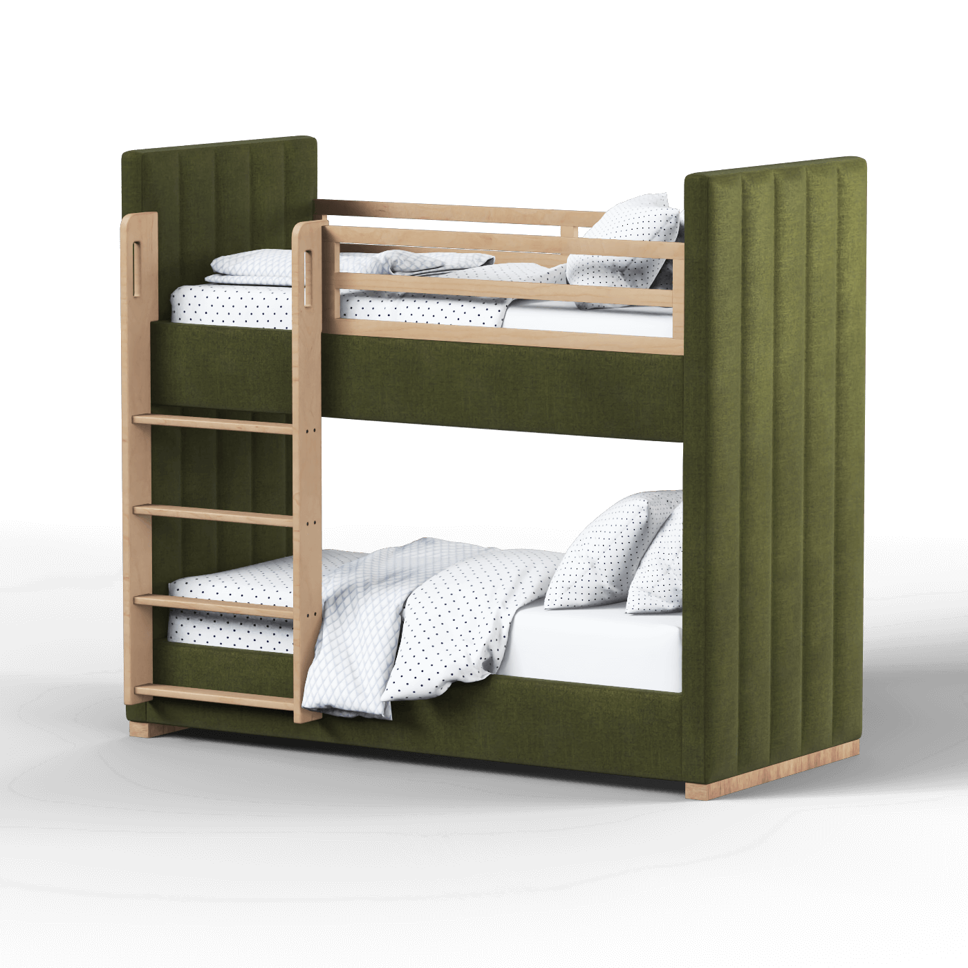 Paolo Bunk Bed with Soft Upholstery and Beechwood Accents