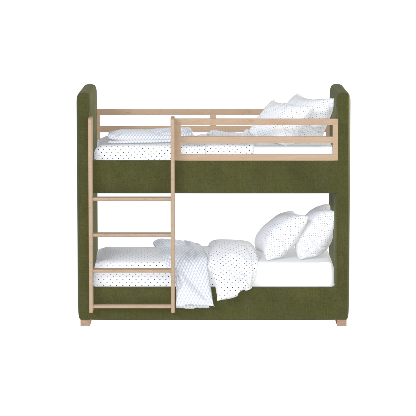Paolo Bunk Bed with Soft Upholstery and Beechwood Accents